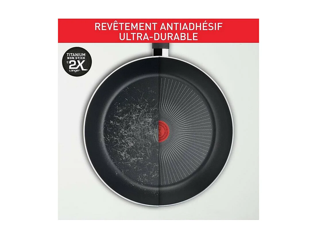 TEFAL Faitout 24 cm, Induction, Revetement antiadhésif, Couvercle verre, Ergonomique, Fabriqué en France, Daily Expert C289460