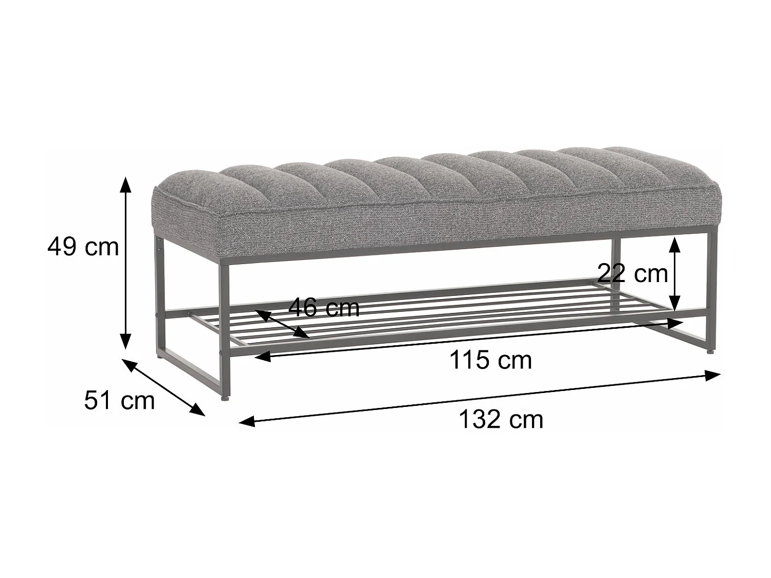 Panca MCW-N68 con scarpiera, panca imbottita armadio scarpiera, tessuto ciniglia metallo 130cm ~ marrone