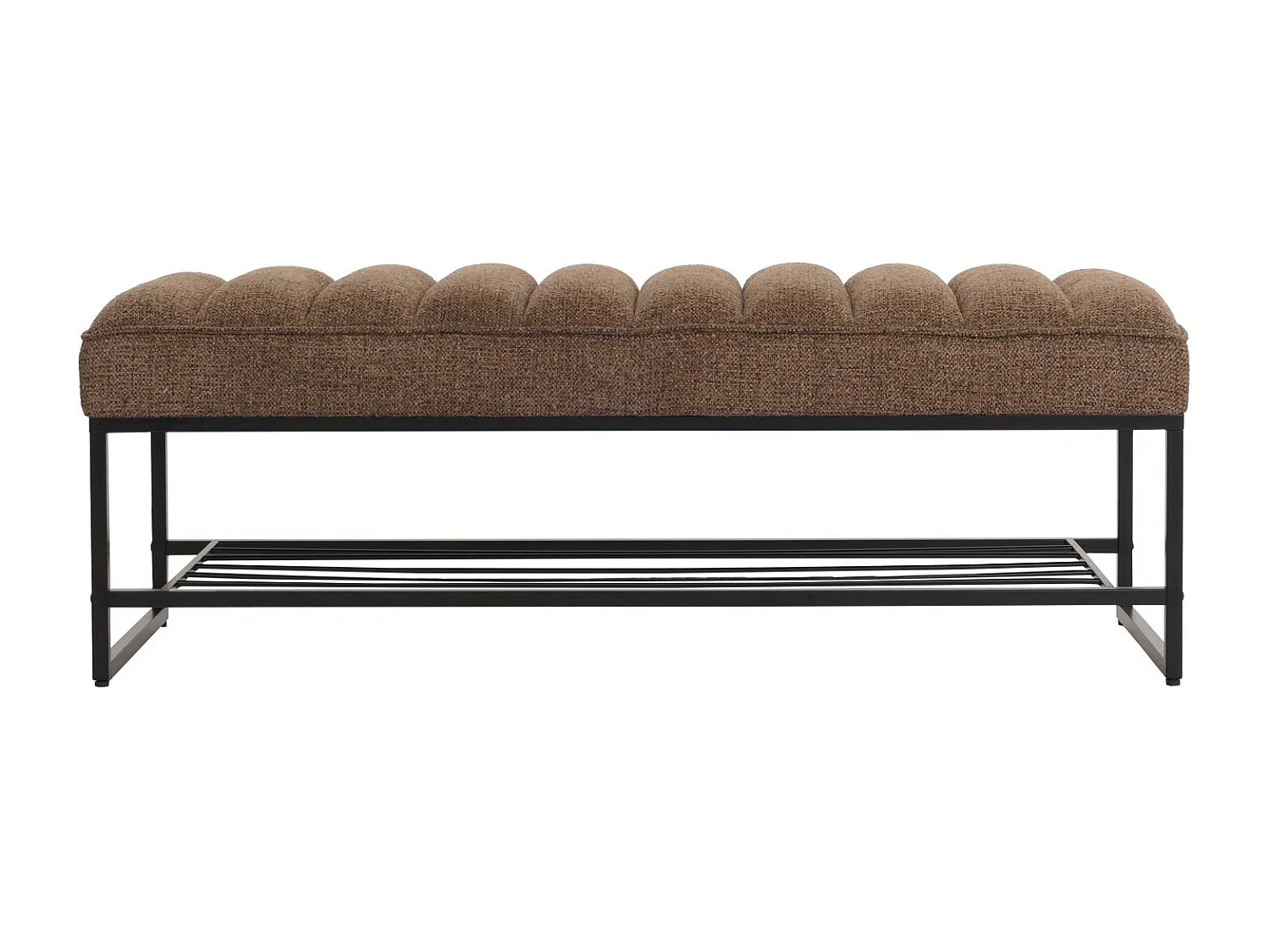 Panca MCW-N68 con scarpiera, panca imbottita armadio scarpiera, tessuto ciniglia metallo 130cm ~ marrone