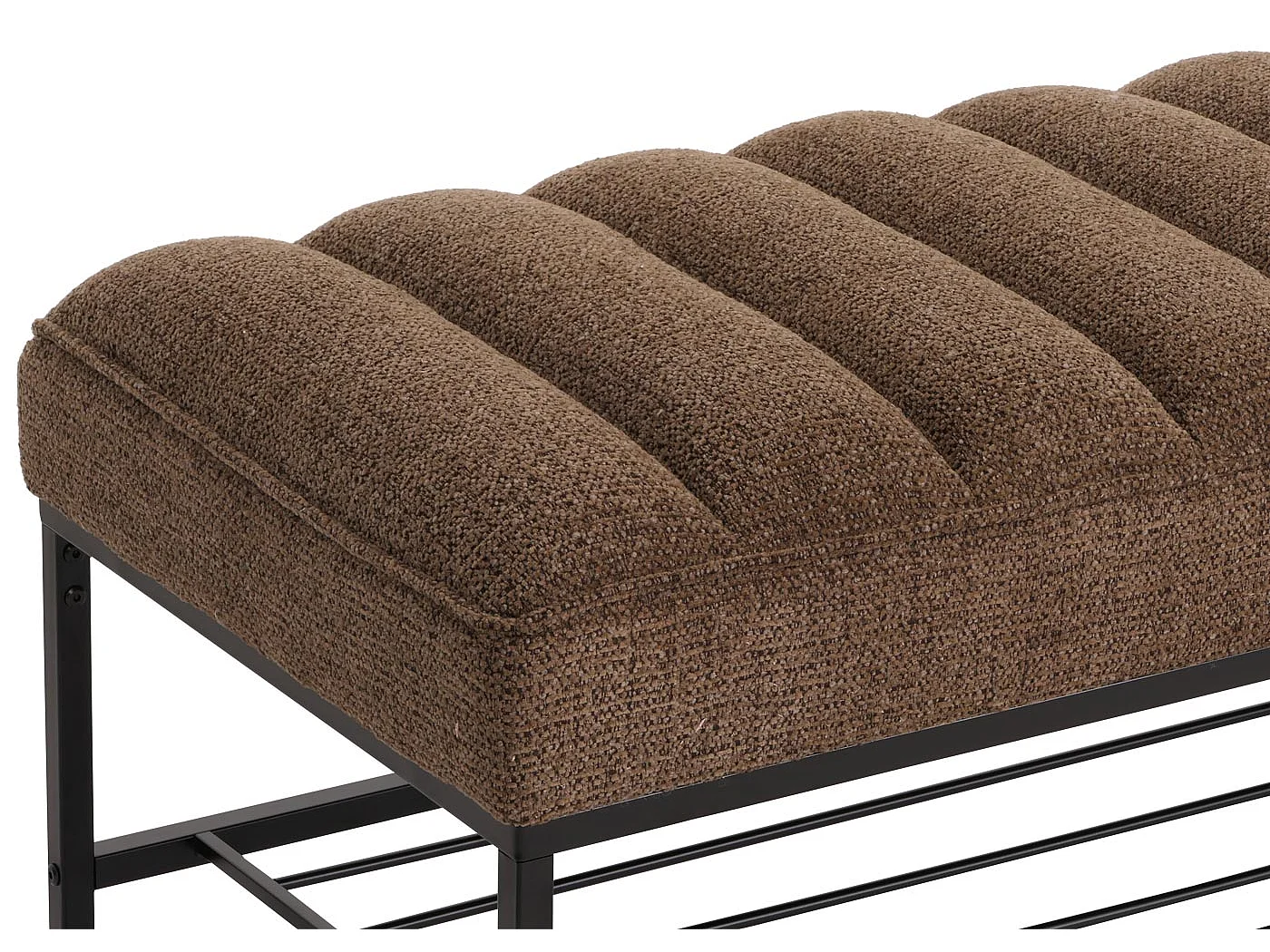 Panca MCW-N68 con scarpiera, panca imbottita armadio scarpiera, tessuto ciniglia metallo 130cm ~ marrone