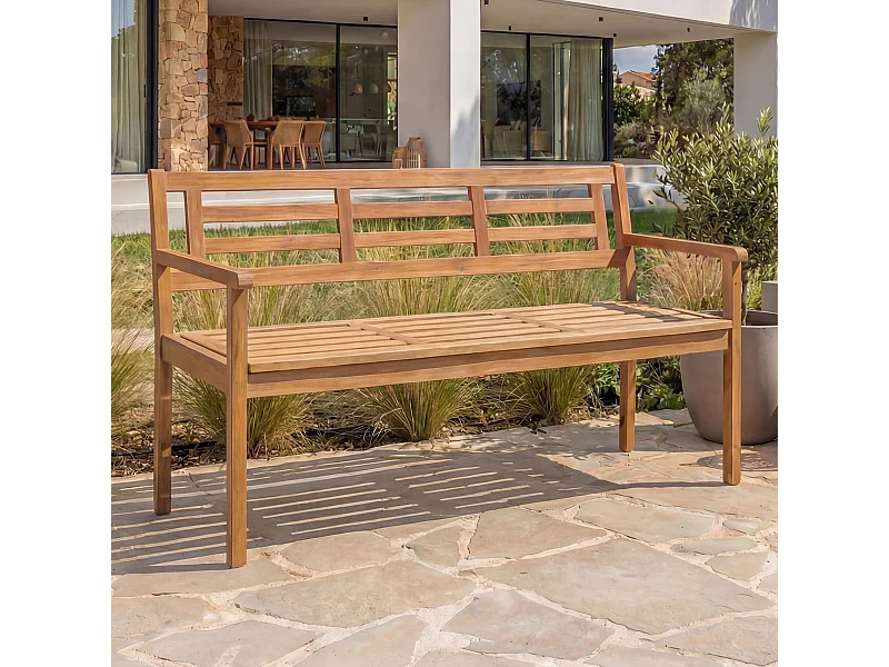 Panca da giardino MCW-N47, panchina da parco, legno massiccio di acacia certificato MVG ~ senza cuscino