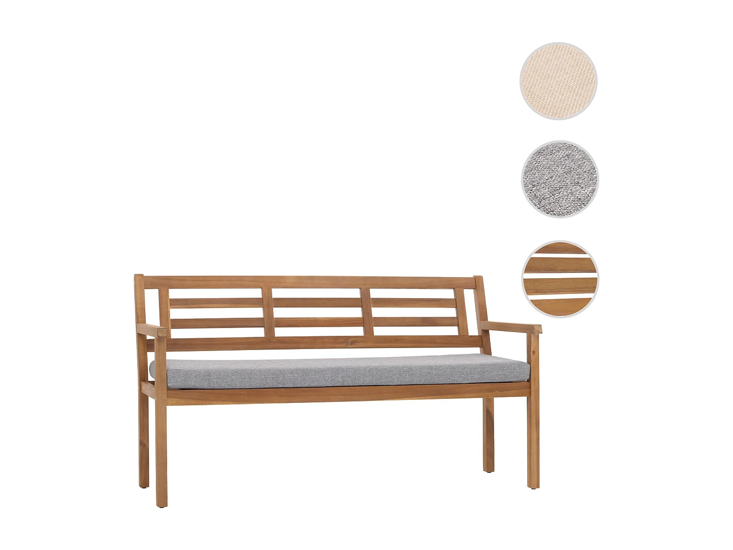 Banc de jardin MCW-N47,  coussin gris