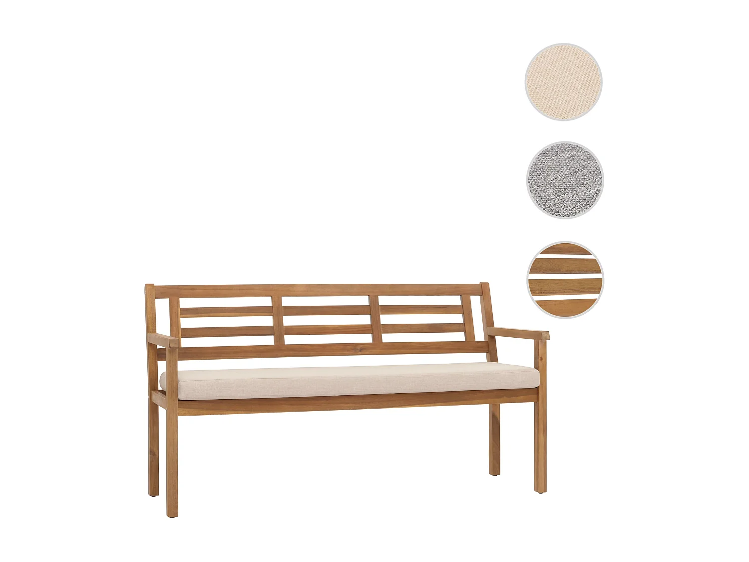Banc de jardin MCW-N47,  coussin crème-beige