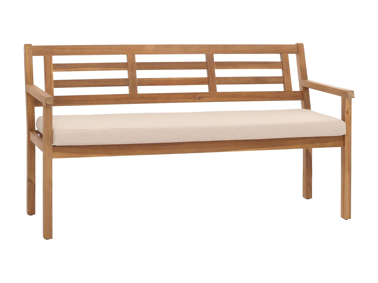 Banc de jardin MCW-N47,  coussin crème-beige