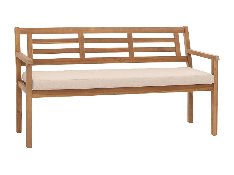 Banc de jardin MCW-N47,  coussin crème-beige
