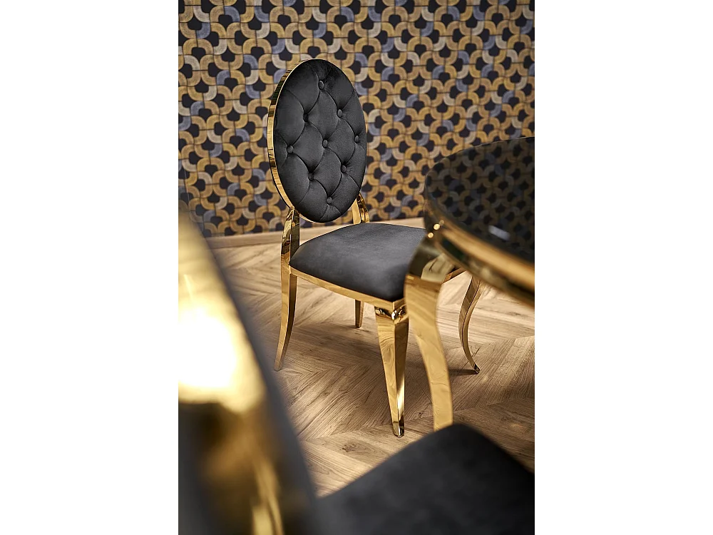 Sedia K556/Tessuto-velluto/Nero&Oro
