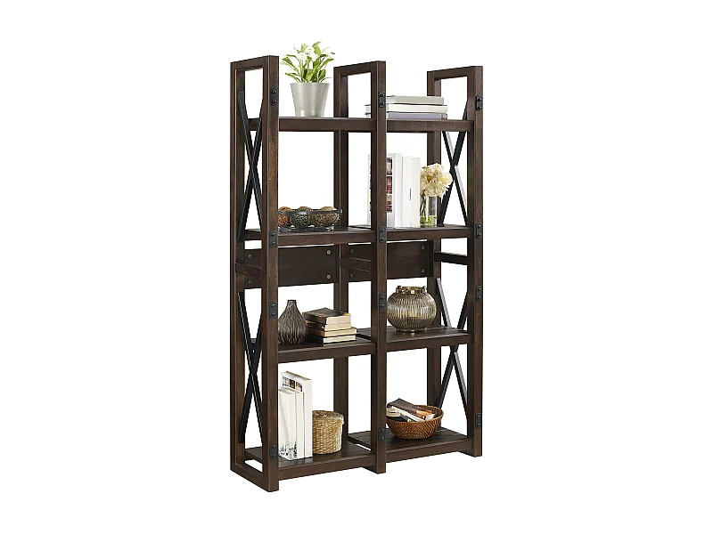 Wildwood | Librería con 4 estantes en efecto de madera espresso