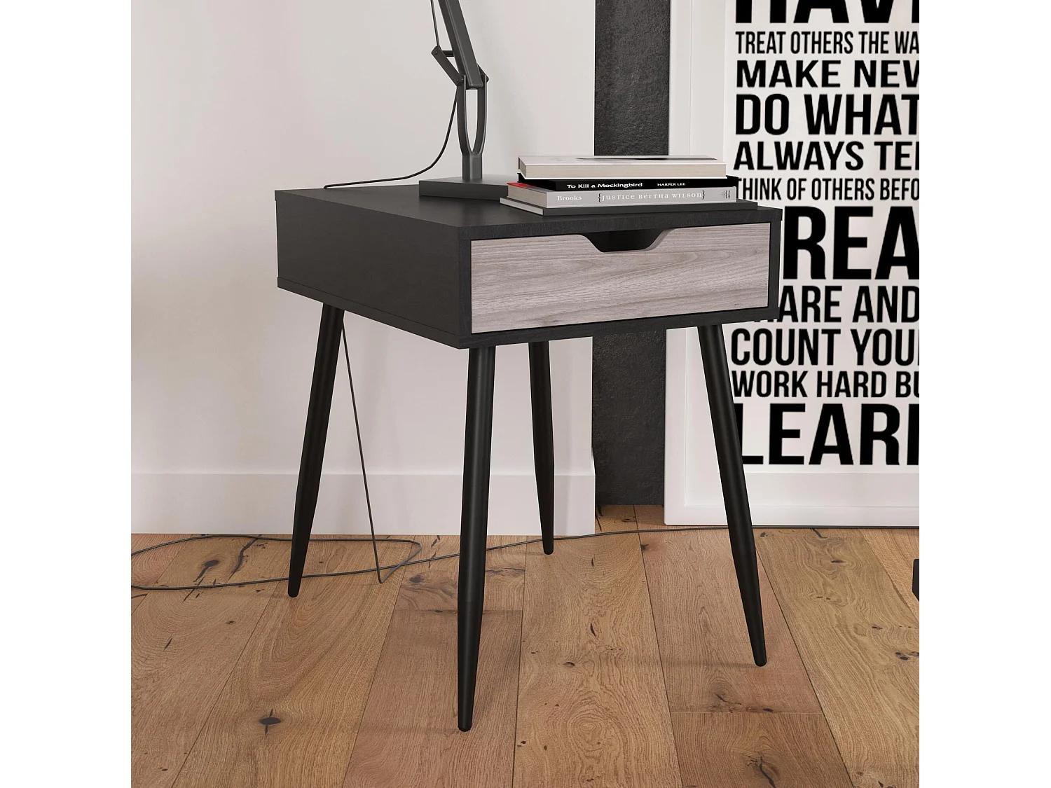 Copley | Tavolino con 1 cassetto in effetto rovere nero