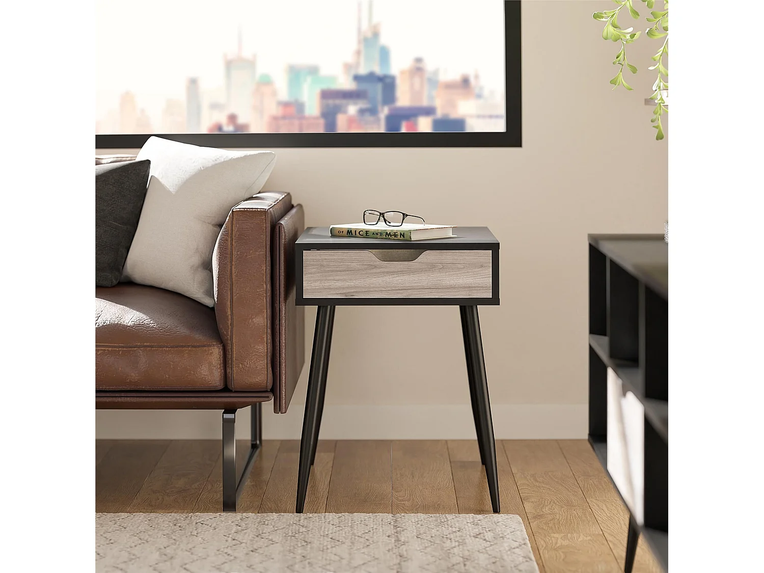 Copley | Tavolino con 1 cassetto in effetto rovere nero