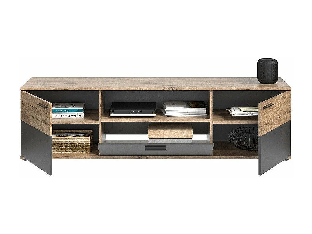 Meuble TV 2 portes et 1 niche L194 cm - MASON