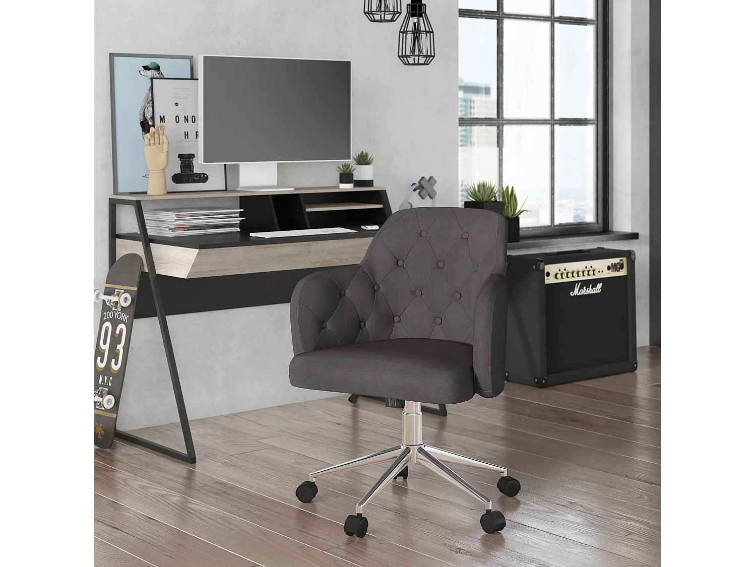 Washington | Bureaustoel in stof grijs