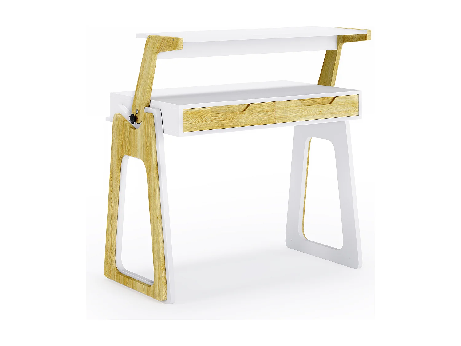 Palmer | Verstelbaar bureau in effet eiken wit