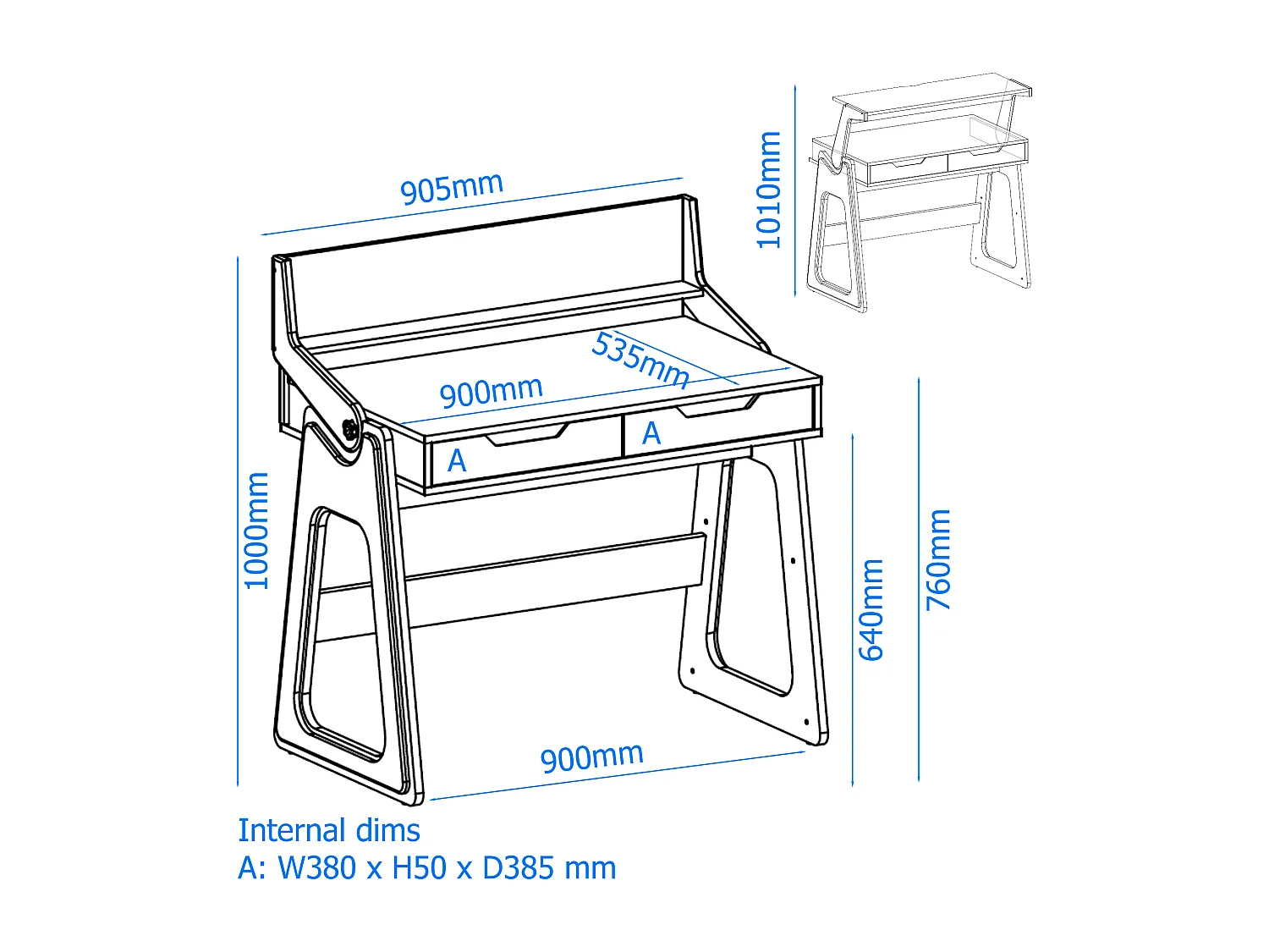 Palmer | Bureau réglable en aspect chêne blanc