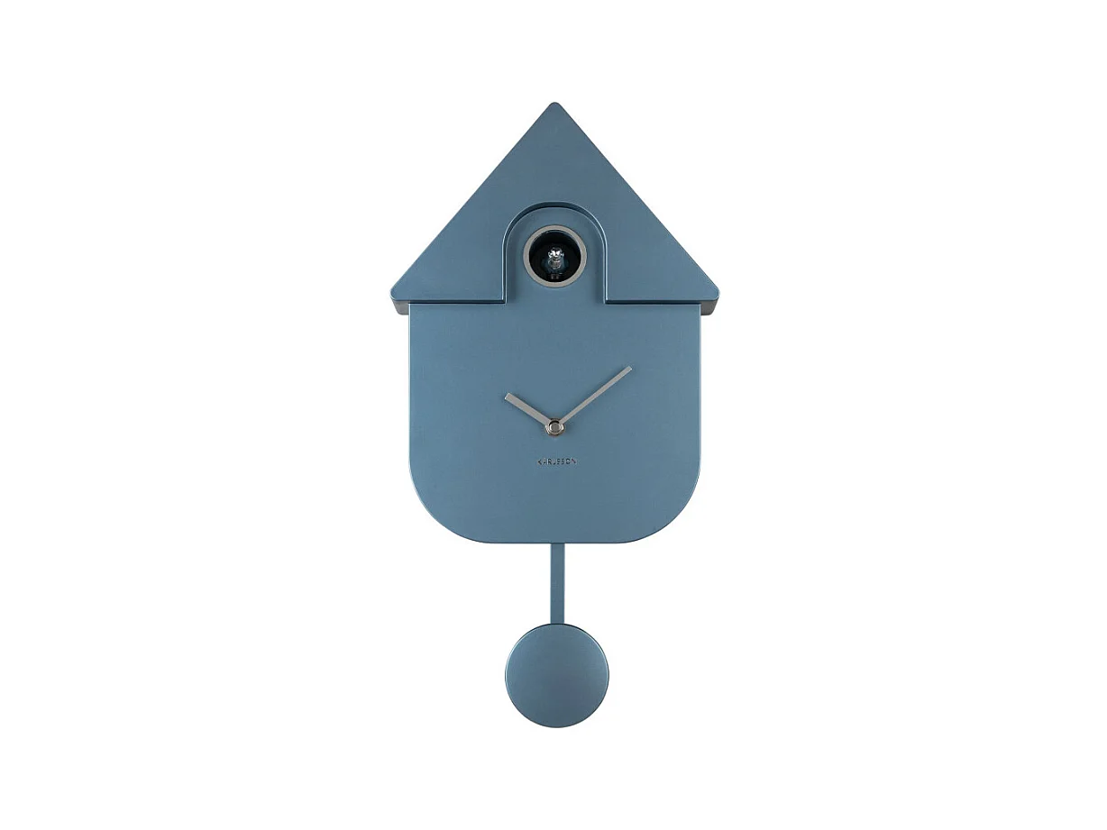 Horloge Coucou moderne H40cm Bleu métallique  Present Time