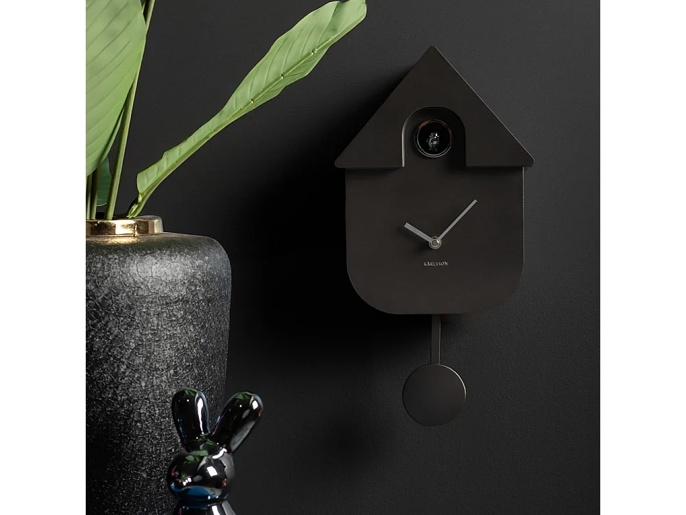 Horloge Coucou moderne H40cm Gris foncé  Present Time