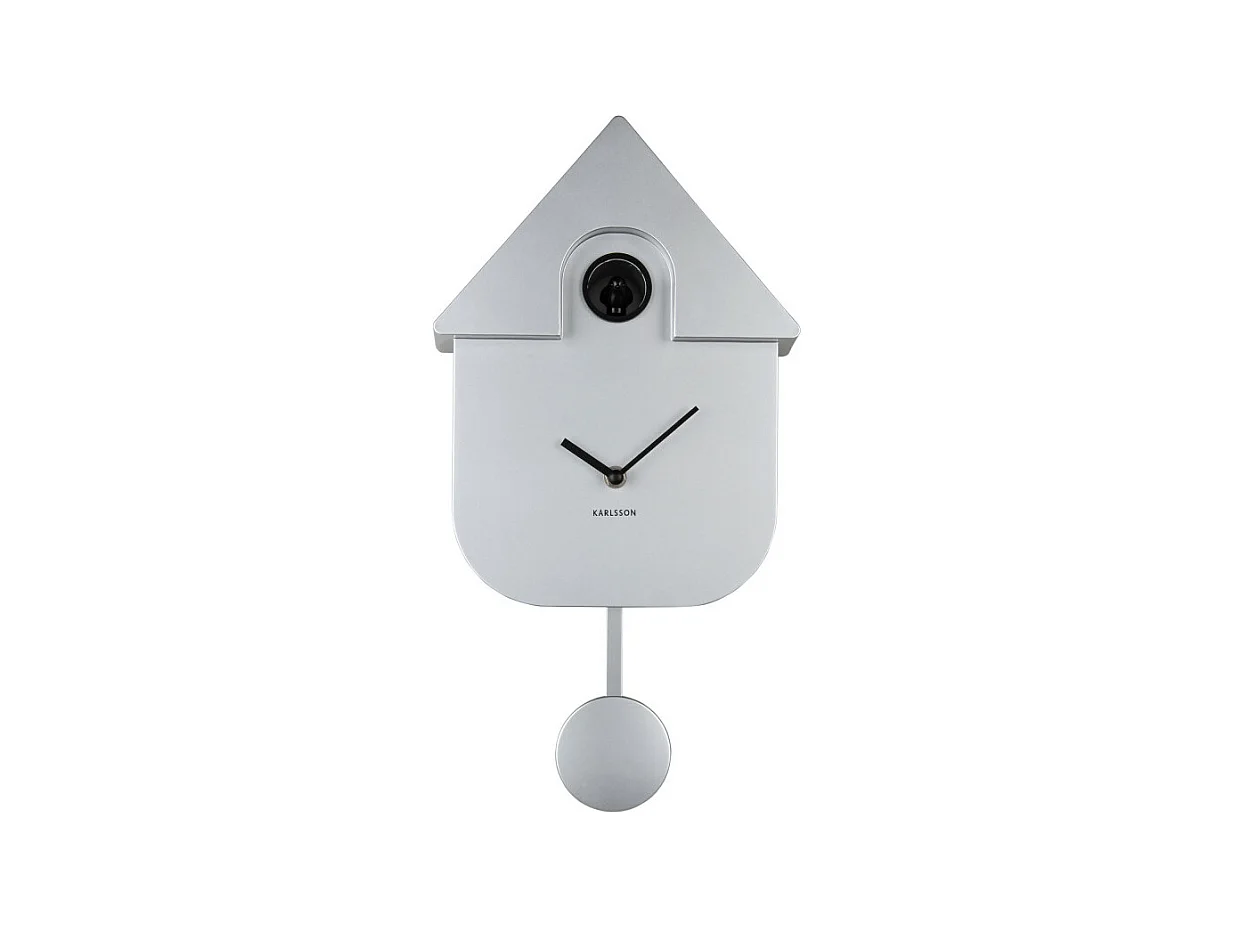 Horloge Coucou moderne H40cm Argent  Present Time