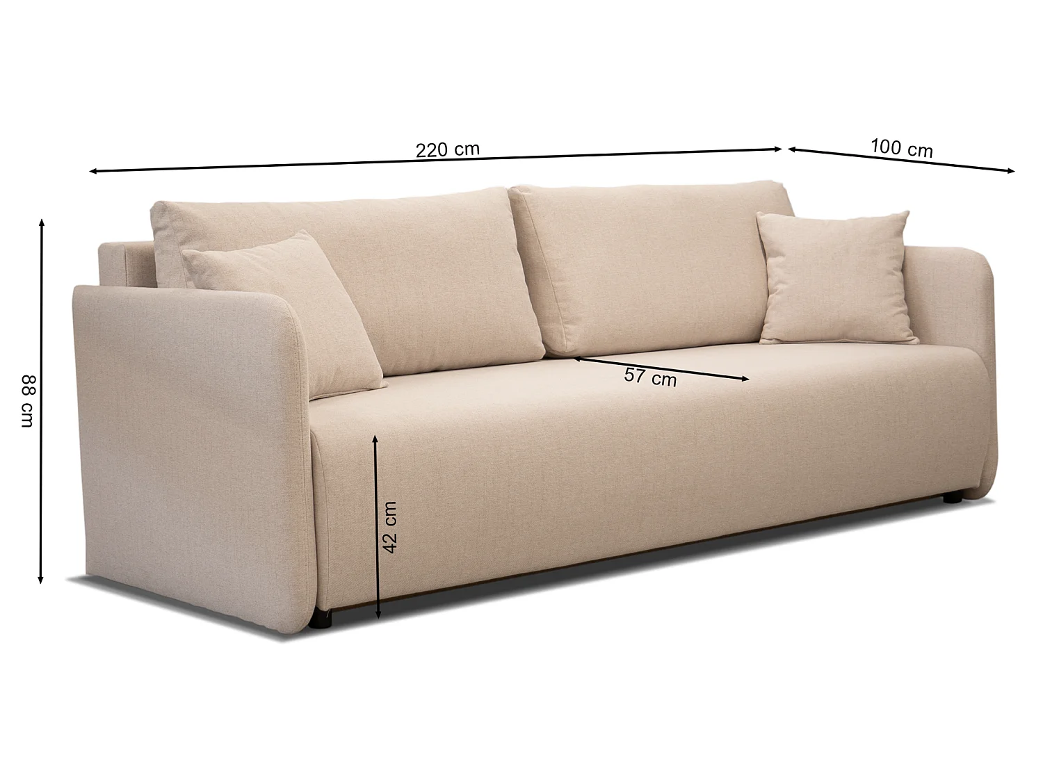 Canapé convertible 3 places - gris clair - ANVIO