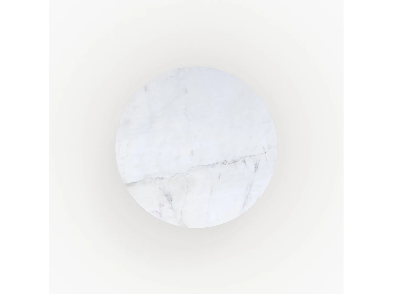 Table ronde 4 personnes en marbre blanc et bois de manguier D120 cm - Agathe