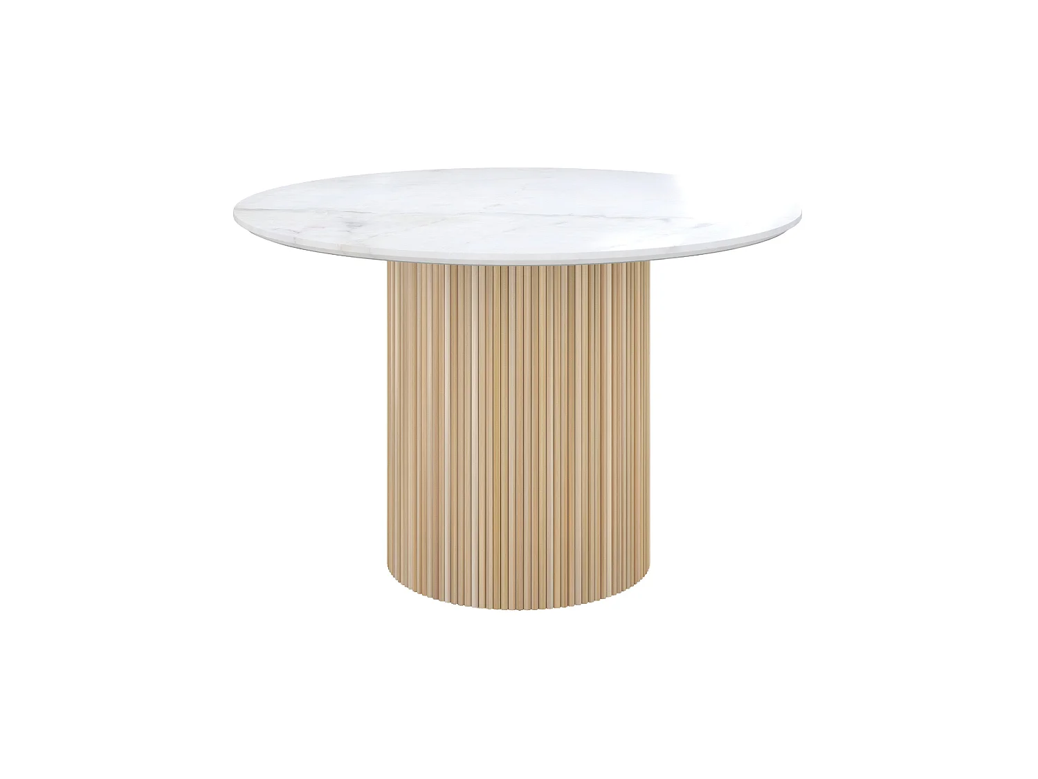 Tavolo rotondo per 4 persone in marmo bianco e legno di mango D120 cm - Agathe