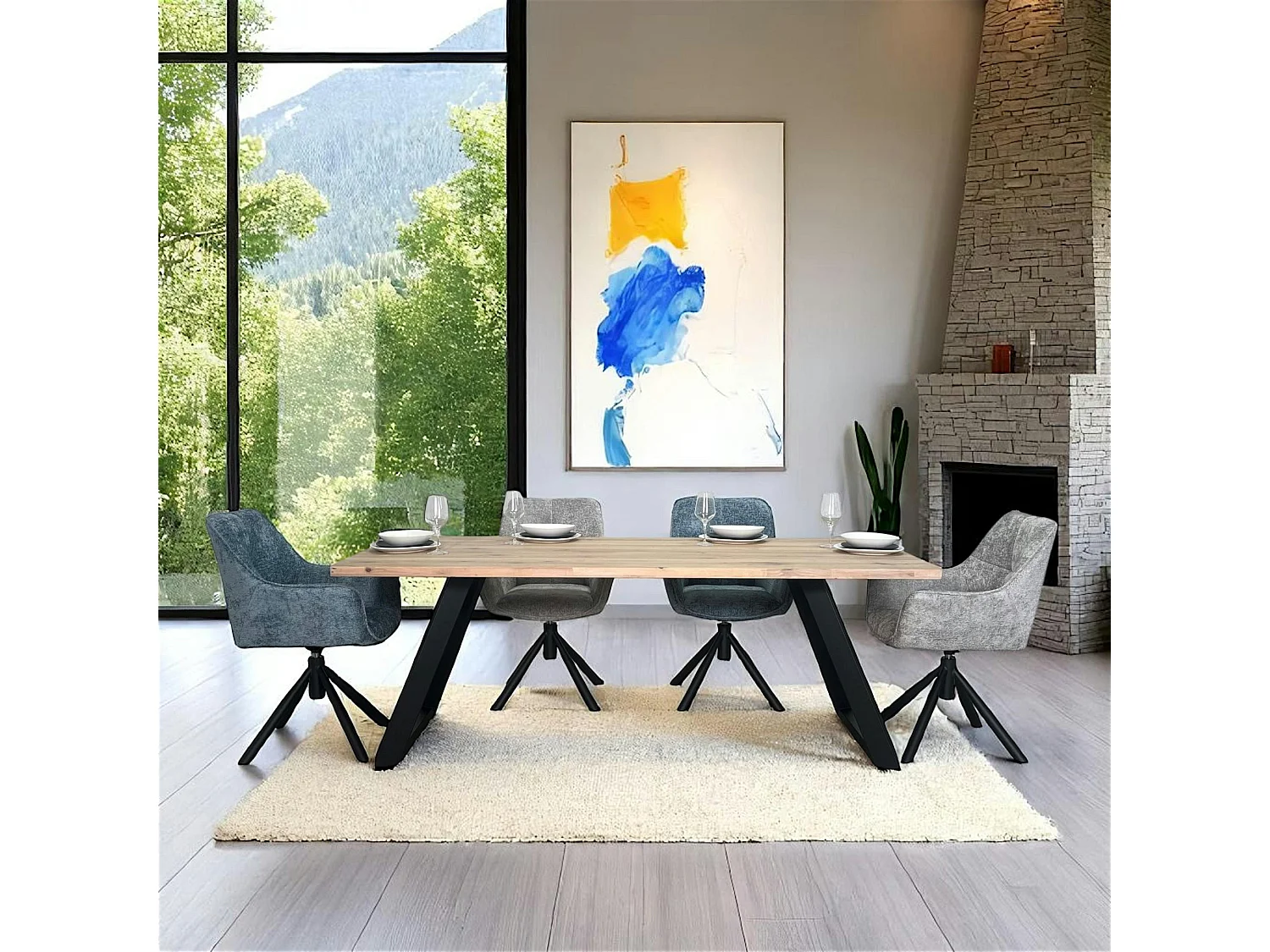 Table à manger extensible bois blanchi 200 cm COSTENTA