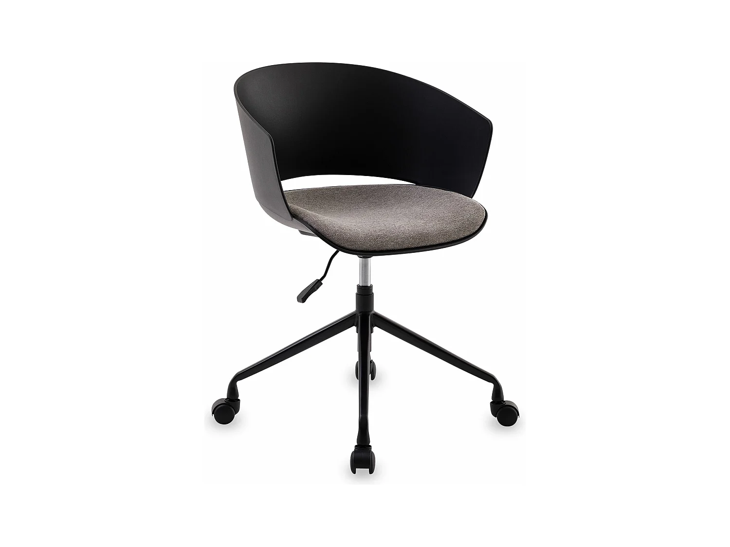 Chaise de bureau pivotante DAGMA, réglable en hauteur, style moderne, avec coussin d’assise en tissu, sur roulettes, noir