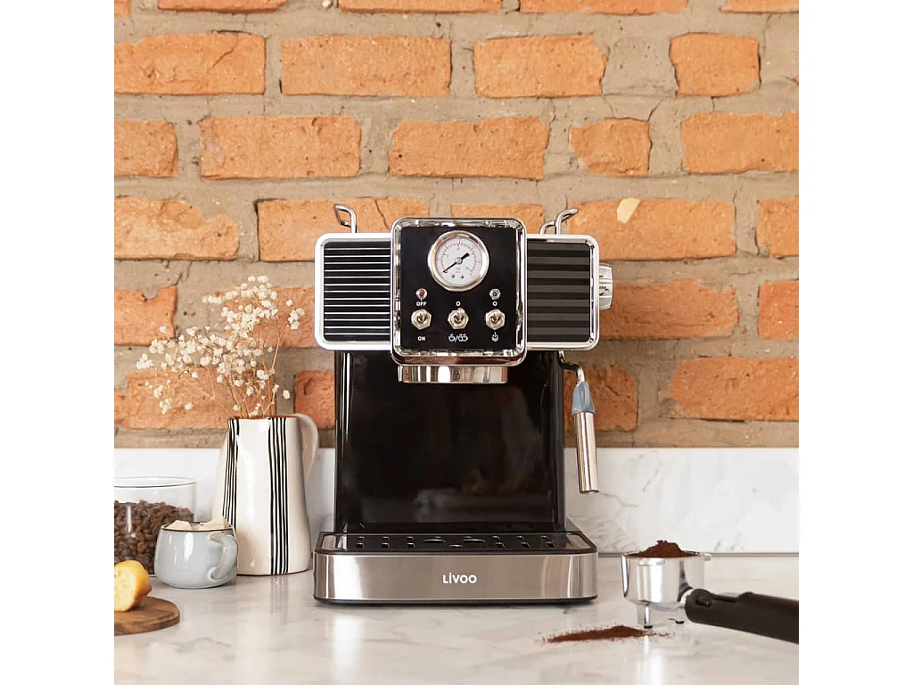 Livoo Cafetière d expresso avec mousseur à lait 1,5 L 1350 W Noir