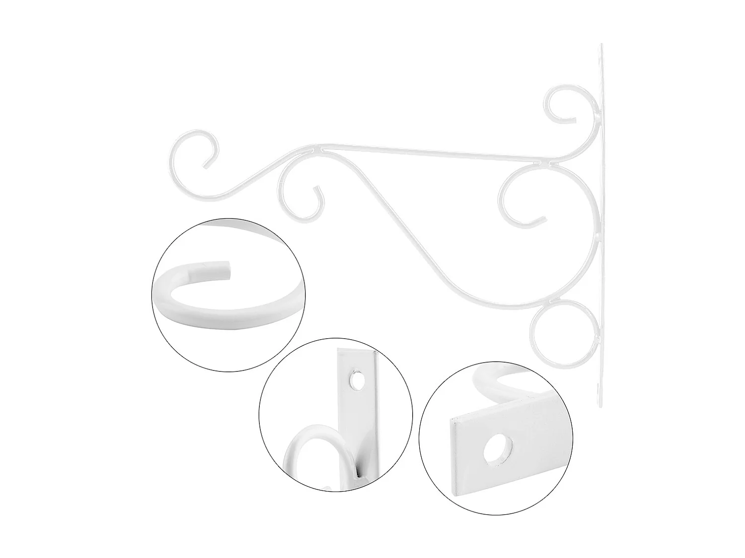 Support mural en fer pour plantes, crochet pour fleurs, décoration de jardin, maison, 25 x 21 cm (blanc)