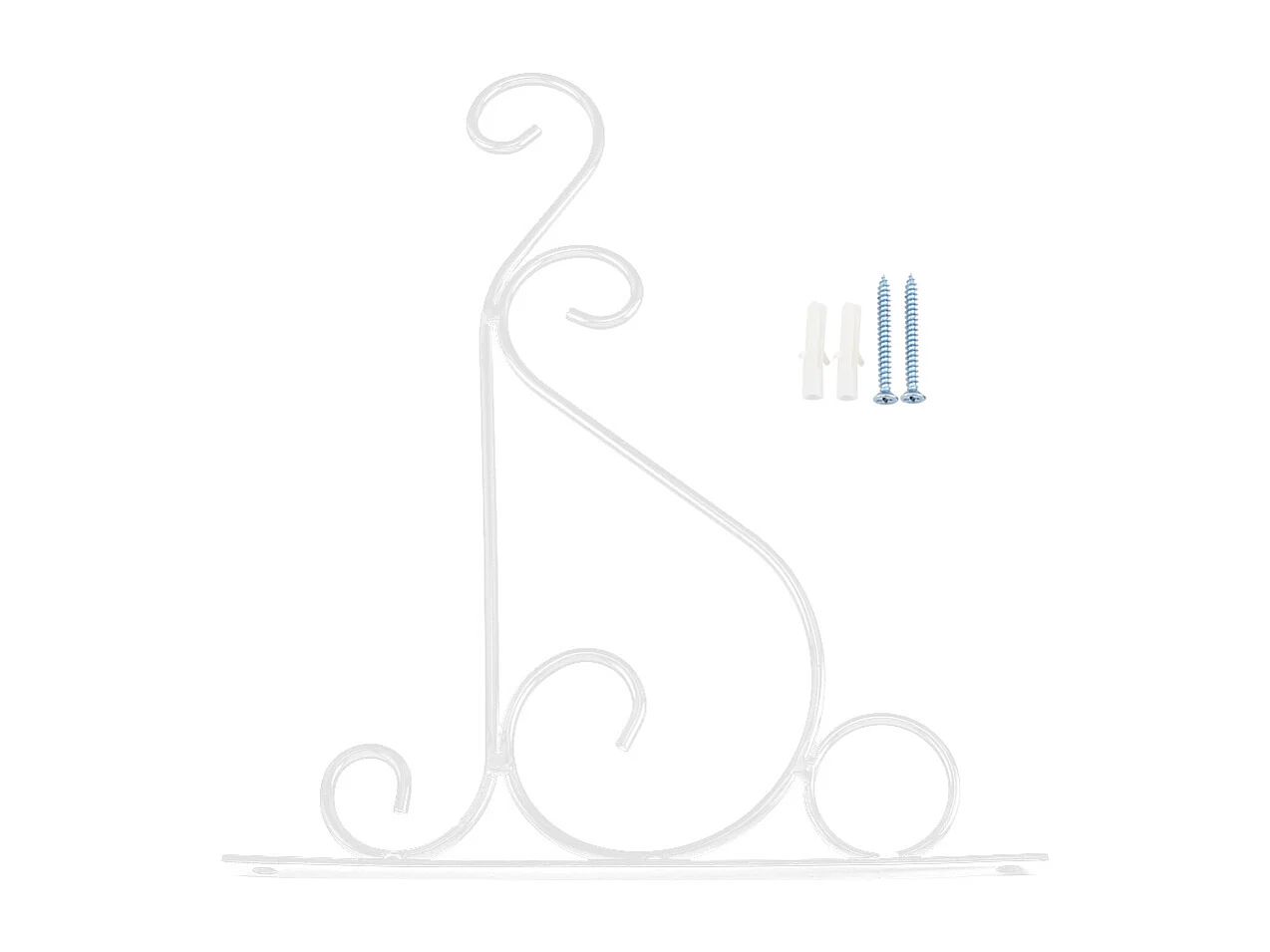 Support mural en fer pour plantes, crochet pour fleurs, décoration de jardin, maison, 25 x 21 cm (blanc)