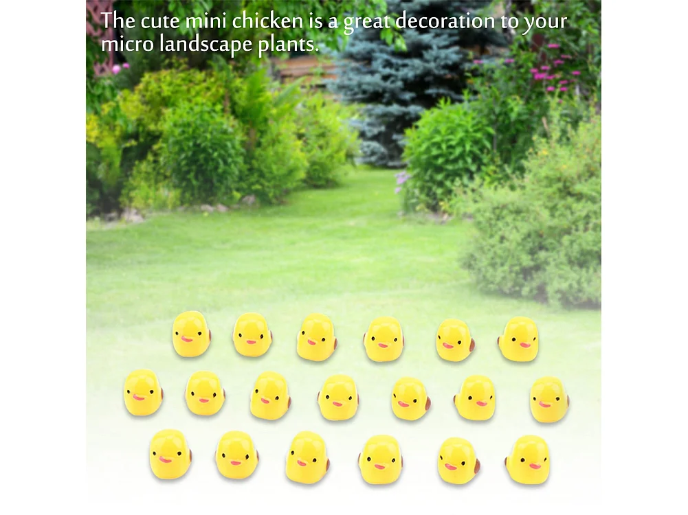 Lot de 20 mini poulets jaunes pour décoration de jardin ou de maison de poupée