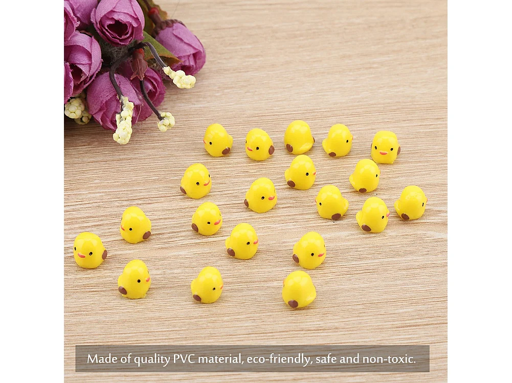 Lot de 20 mini poulets jaunes pour décoration de jardin ou de maison de poupée