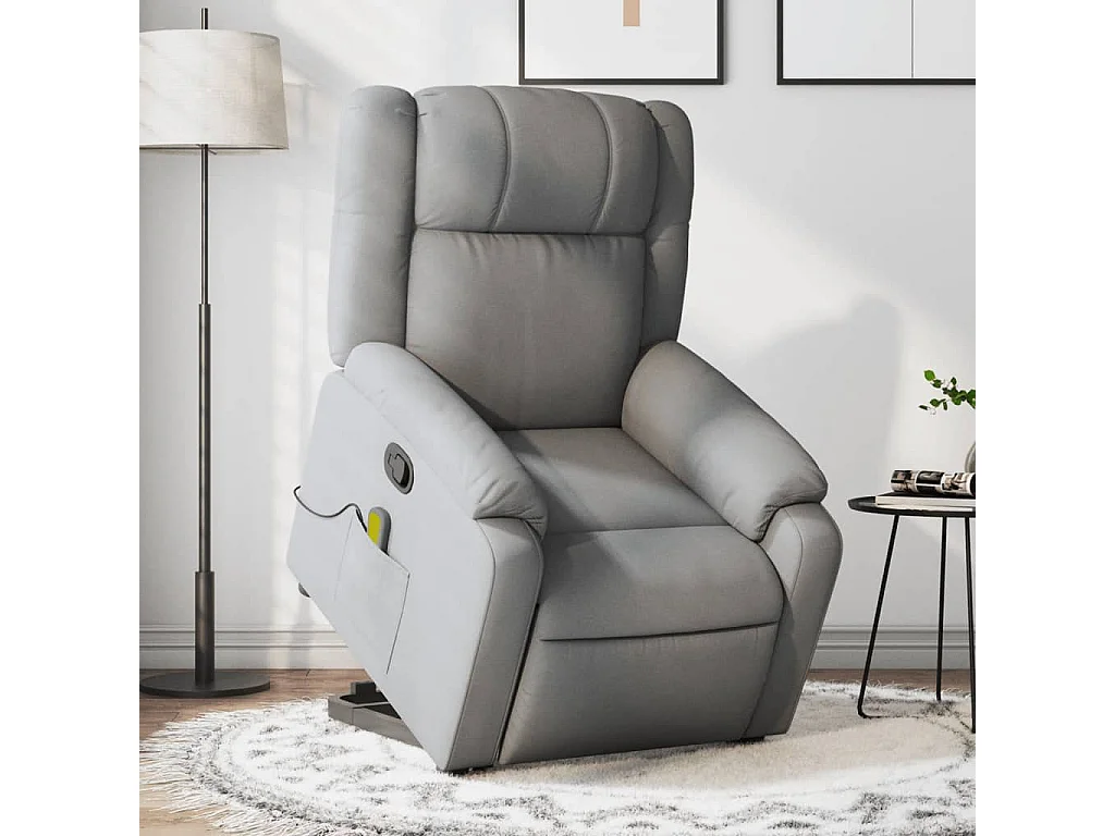 Fauteuil de massage inclinable Gris clair Tissu