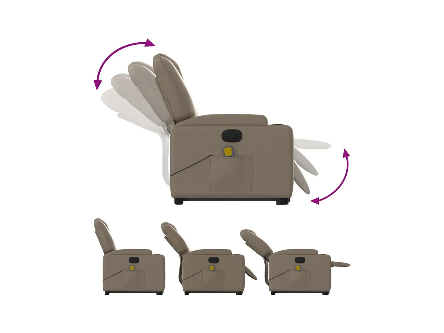 Fauteuil inclinable de massage électrique cappuccino similicuir