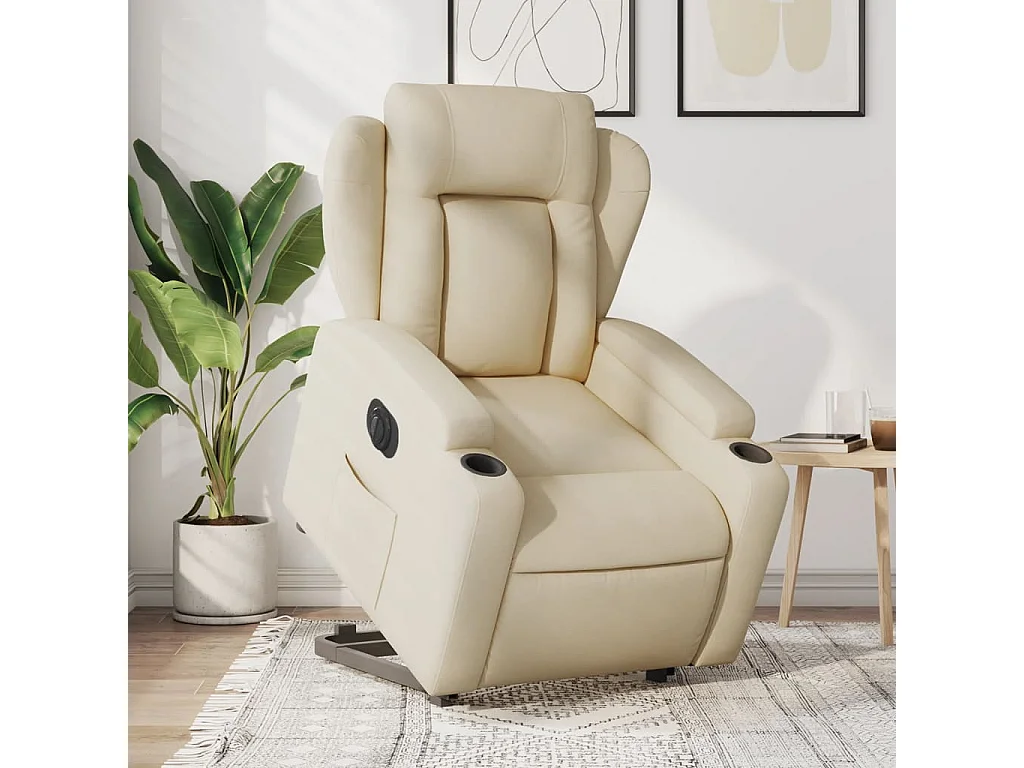 Fauteuil inclinable électrique crème tissu