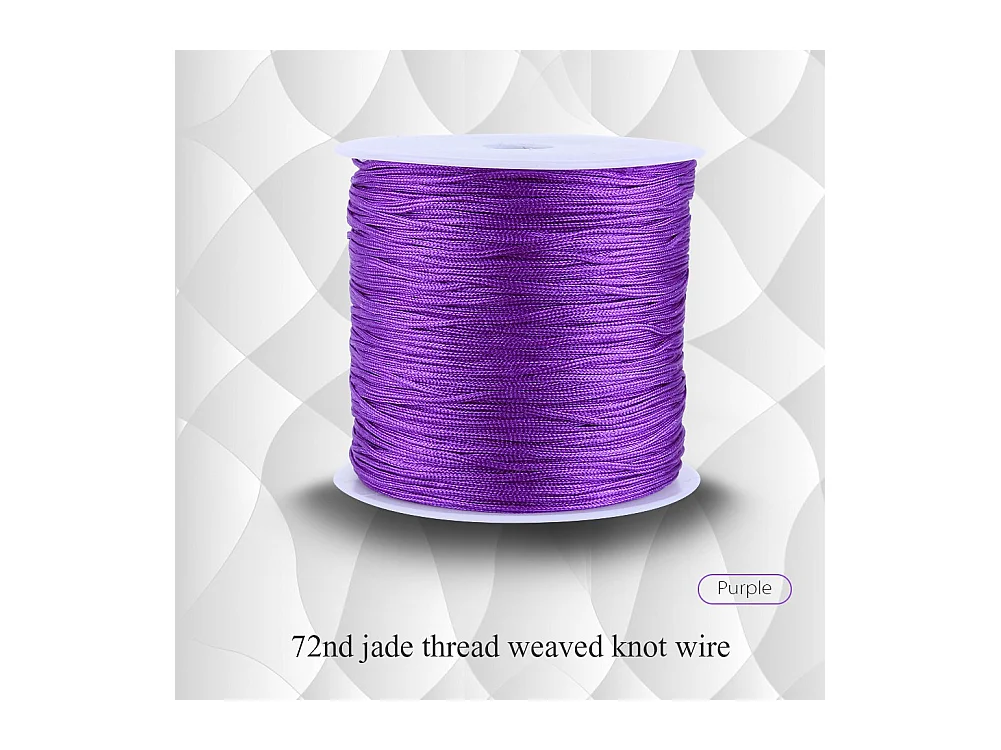 Cordon en nylon pour nœud chinois, 100 m x 0,8 mm, fil Shamballa pour macramé et queue de rat, violet