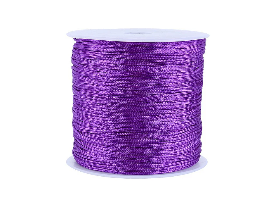 Cordón de nailon con nudo chino de 100 m x 0,8 mm, hilo Shamballa para macramé, color morado