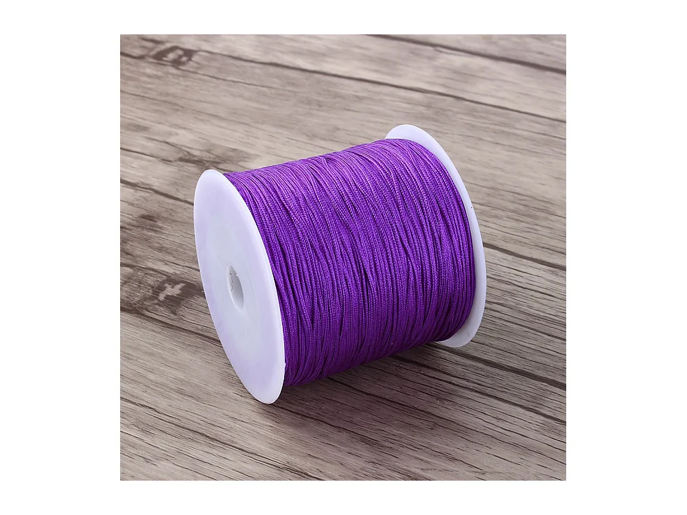 Cordón de nailon con nudo chino de 100 m x 0,8 mm, hilo Shamballa para macramé, color morado