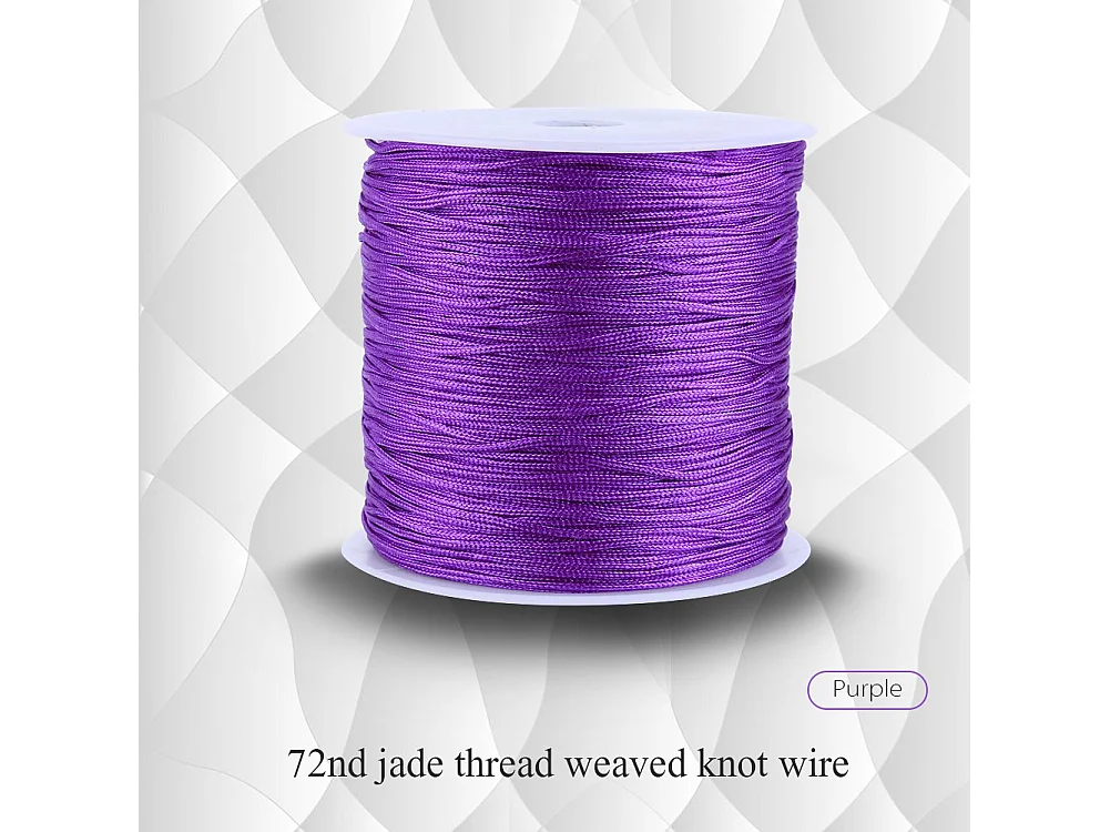 Cordón de nailon con nudo chino de 100 m x 0,8 mm, hilo Shamballa para macramé, color morado