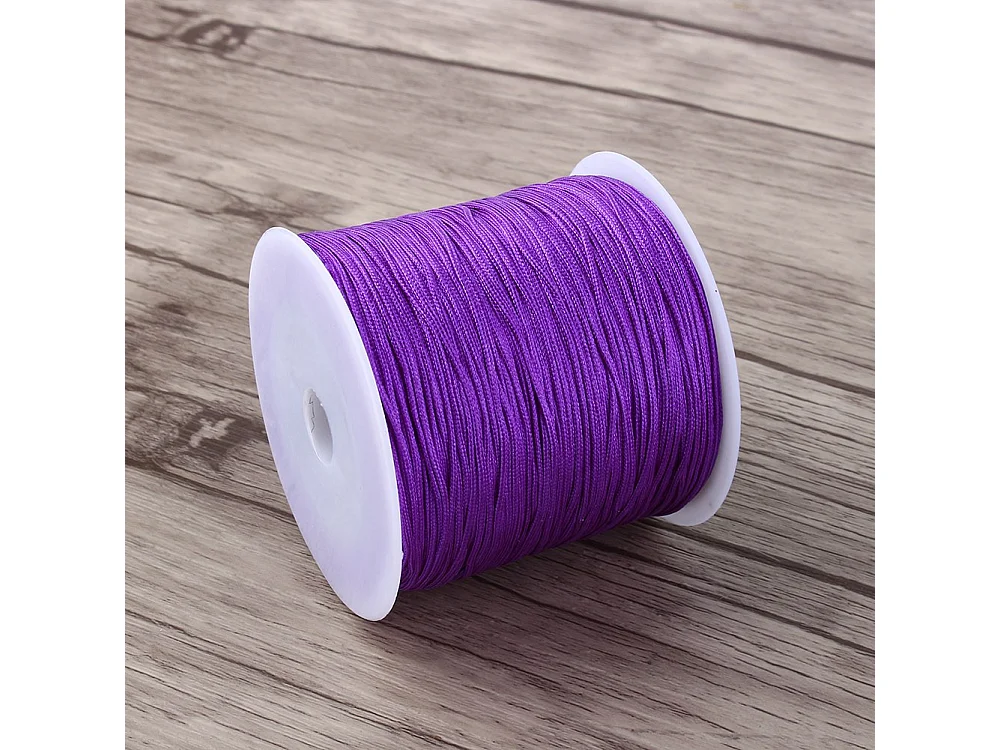 Cordón de nailon con nudo chino de 100 m x 0,8 mm, hilo Shamballa para macramé, color morado