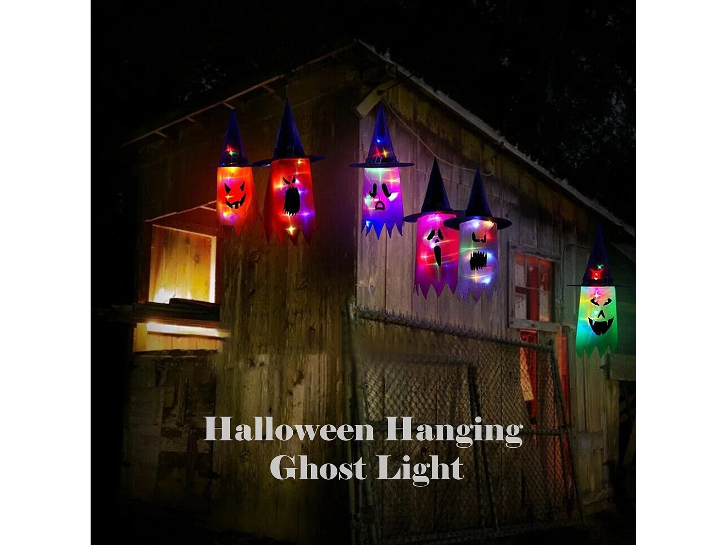 Chapeau lumineux décoratif d'Halloween avec visage en pleurs (violet)