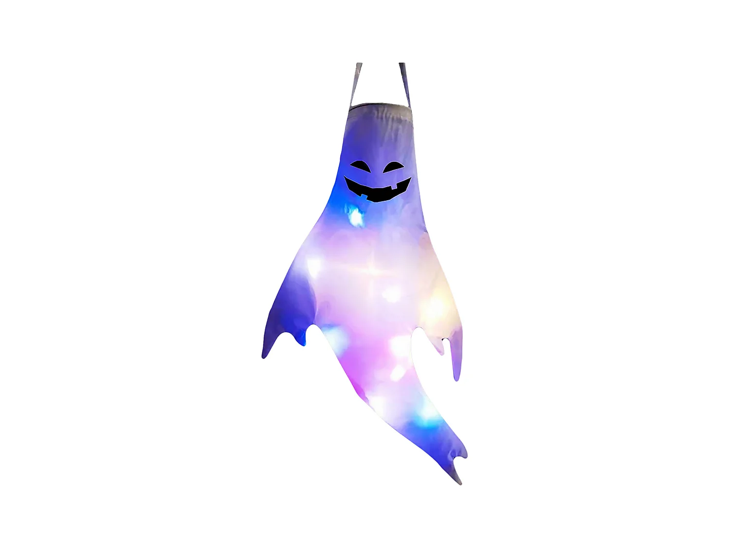 Grande décoration de lieu de fête d'Halloween avec visage souriant et fantôme coloré à LED