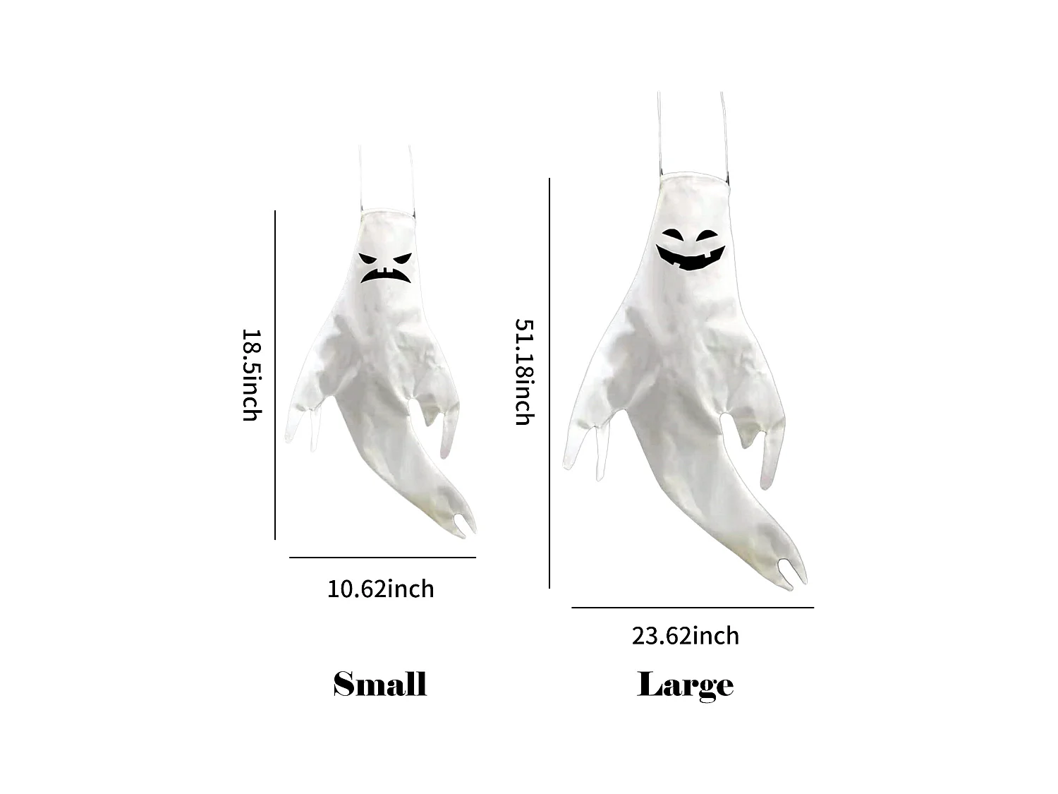 Grande décoration de lieu de fête d'Halloween avec visage souriant et fantôme coloré à LED