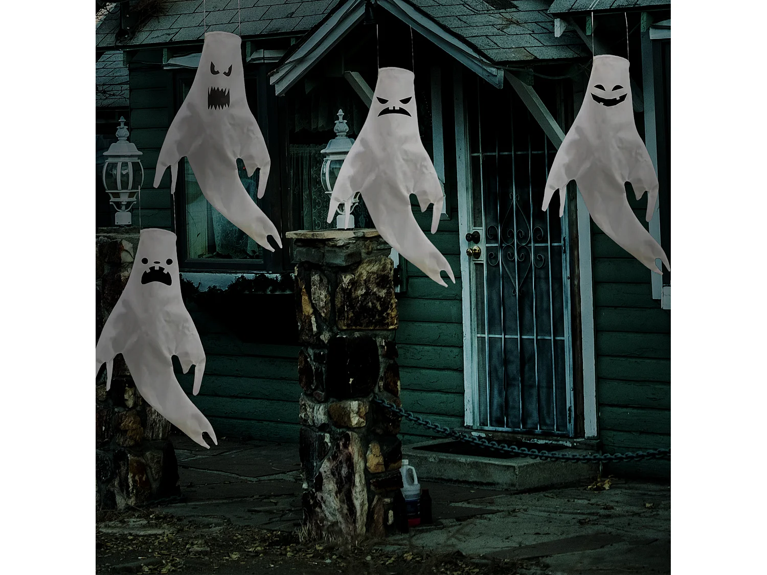 Groot lachend gezicht Halloween feestlocatie decoratie LED kleurrijke geest