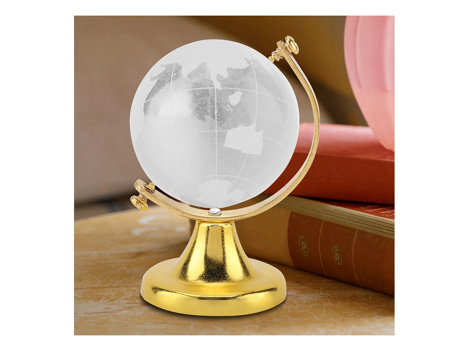 Globo terráqueo redondo con mapa del mundo, bola de cristal, decoración para el hogar y la oficina, regalo (dorado)