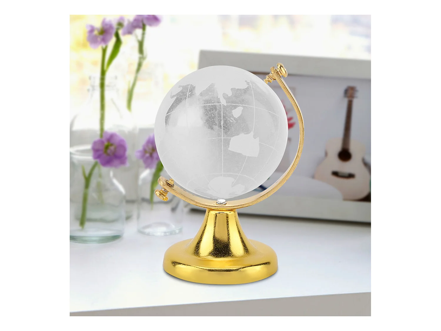 Globo terráqueo redondo con mapa del mundo, bola de cristal, decoración para el hogar y la oficina, regalo (dorado)