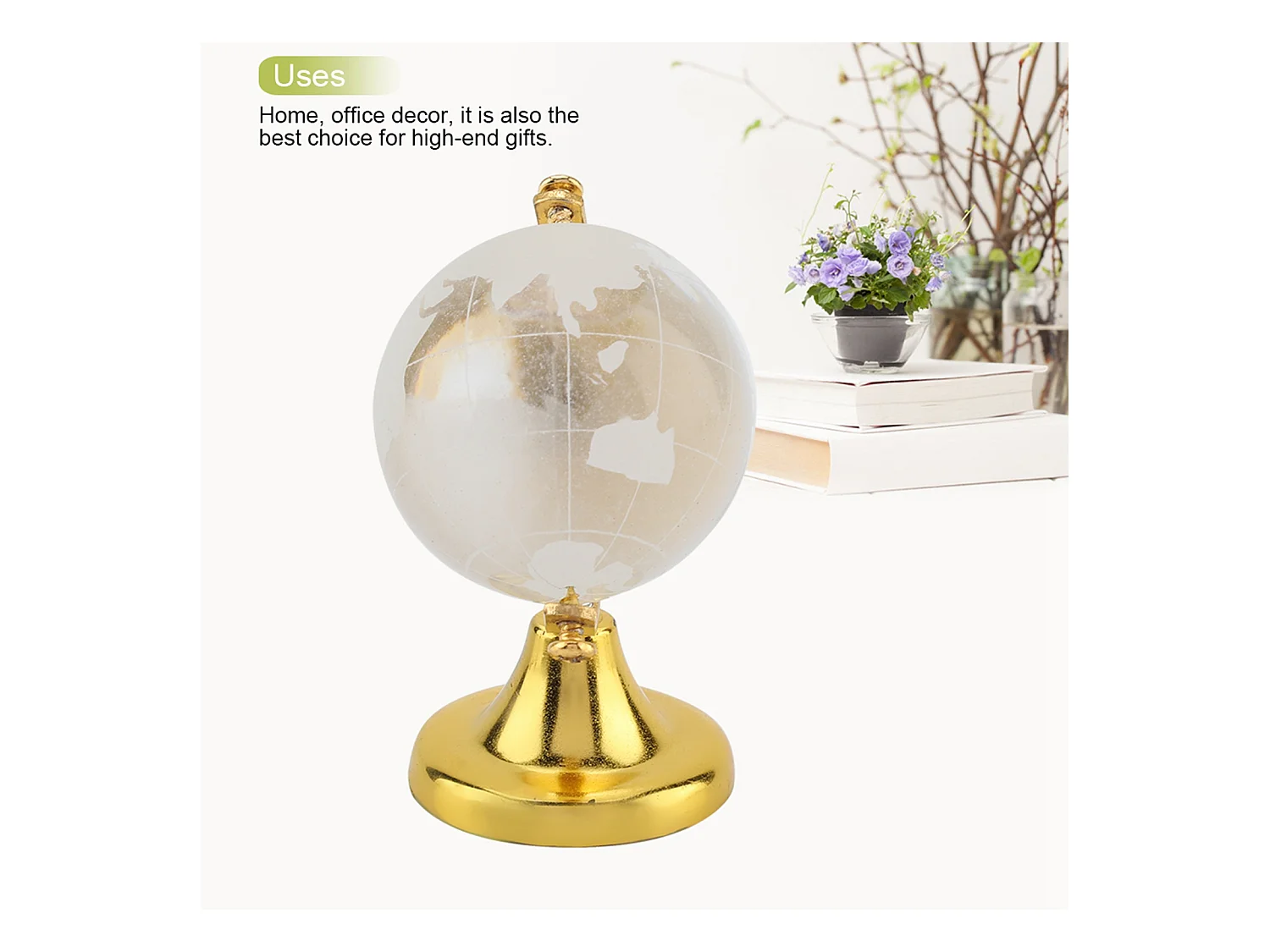 Globo terráqueo redondo con mapa del mundo, bola de cristal, decoración para el hogar y la oficina, regalo (dorado)