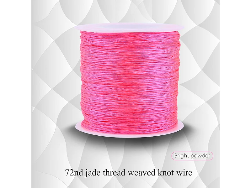 100M x 0,8mm Nylon Chinês Nó Cordão Rattail Macrame Fio Corda Brilhante Rosa