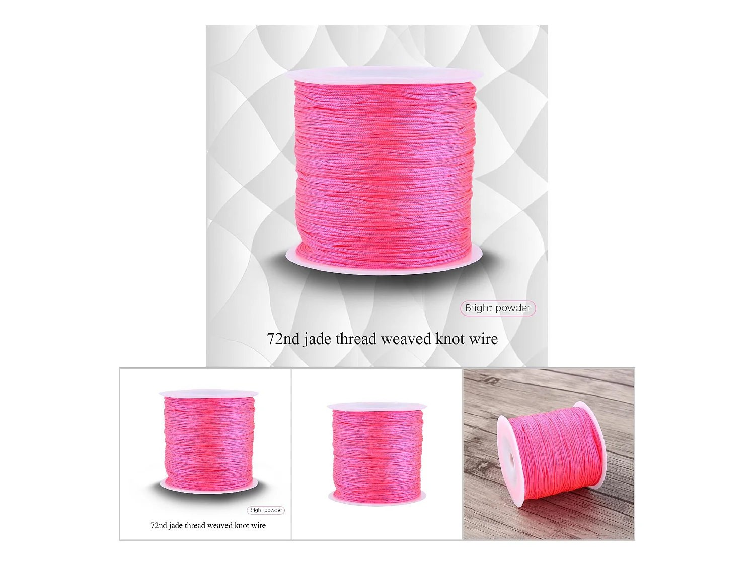100M x 0,8mm Nylon Chinesische Knoten Schnur Rattail Makramee Thread String Shiny Rosa