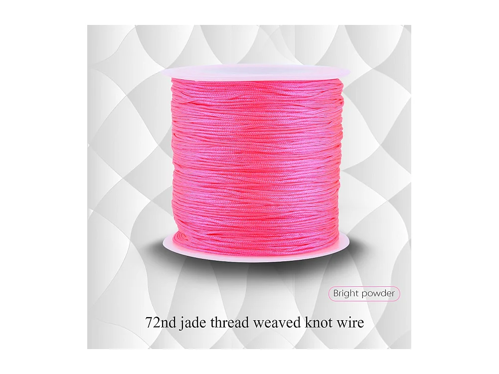 Cordón de nailon con nudo chino de 100 m x 0,8 mm, hilo de macramé con cola de rata, color rosa brillante