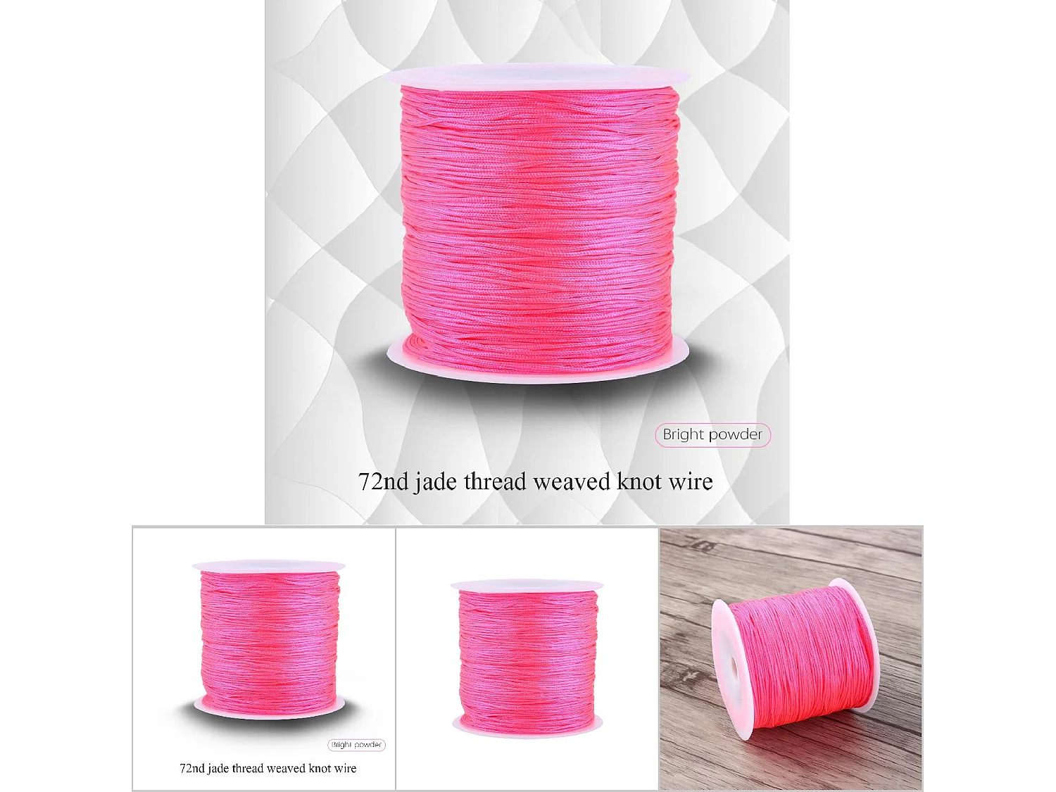 100M x 0.8mm Corda di nylon con nodo cinese, filo per macramè, rosa lucido