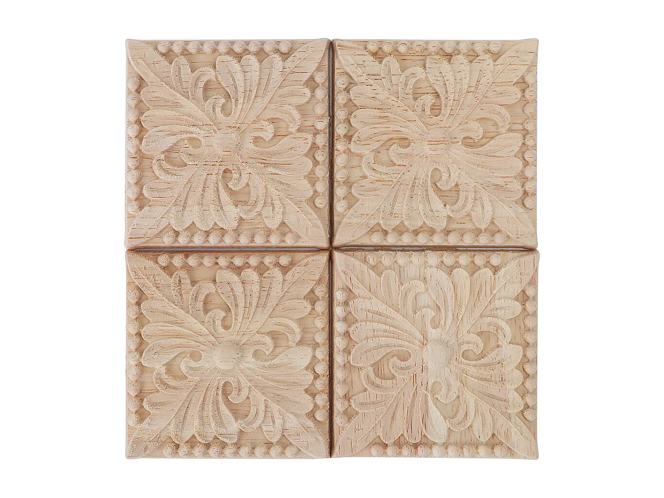 4 piezas de calcomanías de apliques de cuadros tallados sin pintar para decoración de muebles (B)